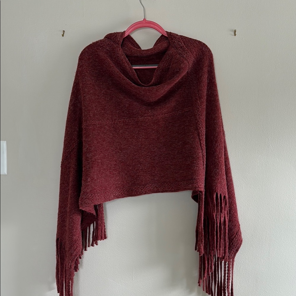 Elegant Burgundy Fringe Sweater